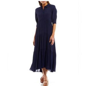 A Love A Button Down Collard Balloon Cuff Sleeve Tiered Waistless  Dress size S